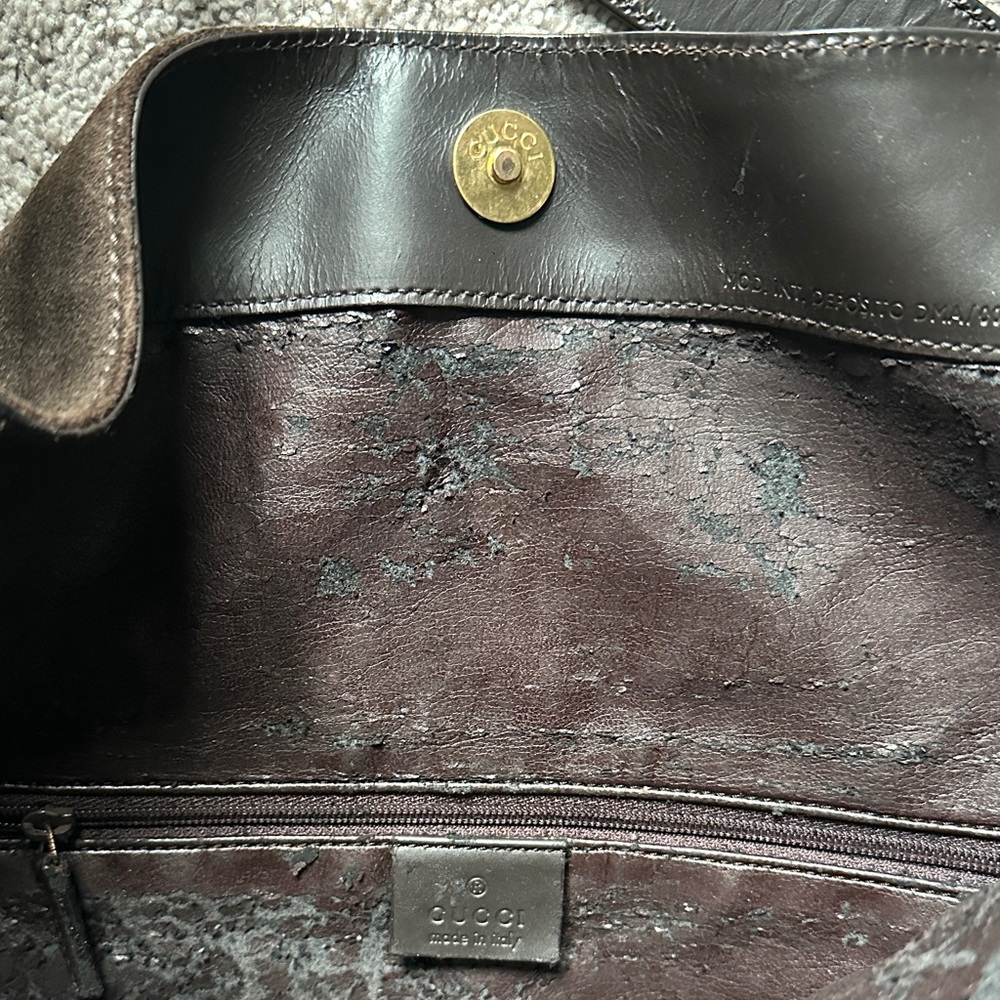 Gucci Dark Brown Suede Shoulder Bag with Bamboo Handle - Picture 4 of 6